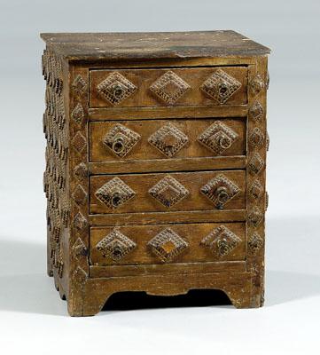 Appraisal: Miniature folk art cabinet four drawers with nailed construction and