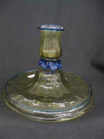 Appraisal: Steuben Art Glass Candleholder celeste blue on golden topaz ''