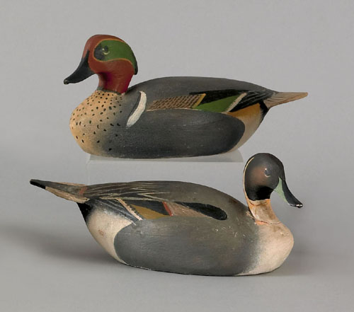 Appraisal: Two miniature Ward Brothers duck decoys mid th c with