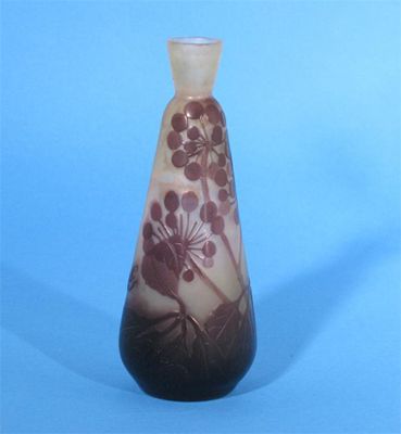 Appraisal: A Galle cameo overlay glass vase shouldered form decorated in