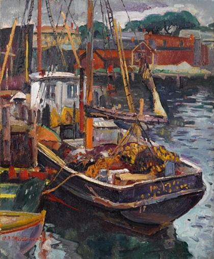 Appraisal: ANTONIO PIETRO MARTINO american - FISHING BOATS GLOUCESTER Signed and