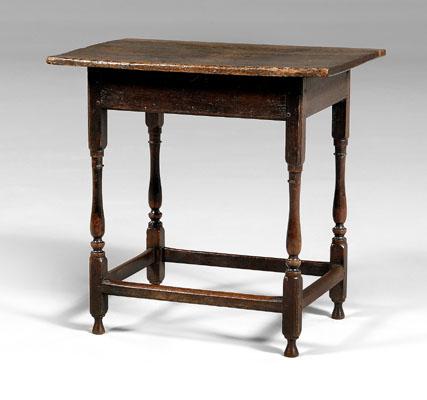 Appraisal: Fine Virginia baroque table diminutive form in old surface walnut