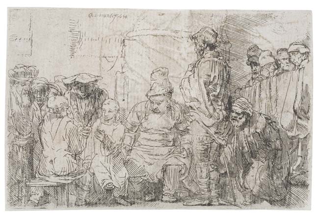 Appraisal: REMBRANDT VAN RIJN Christ Seated Disputing with the Doctors Etching