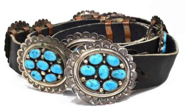 Appraisal: Native American sterling silver concho belt Tommy Moore Navajo th