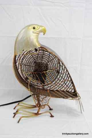 Appraisal: Metal Art Eagle FanMade of bent iron and pressed metal