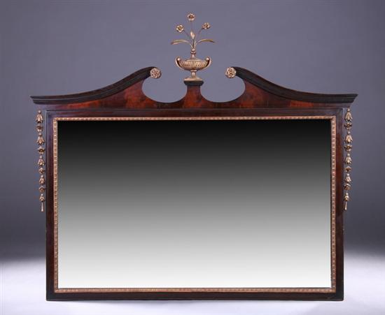 Appraisal: GEORGIAN STYLE MAHOGANY AND PARCEL-GILT OVER-MANTLE MIRROR th century with