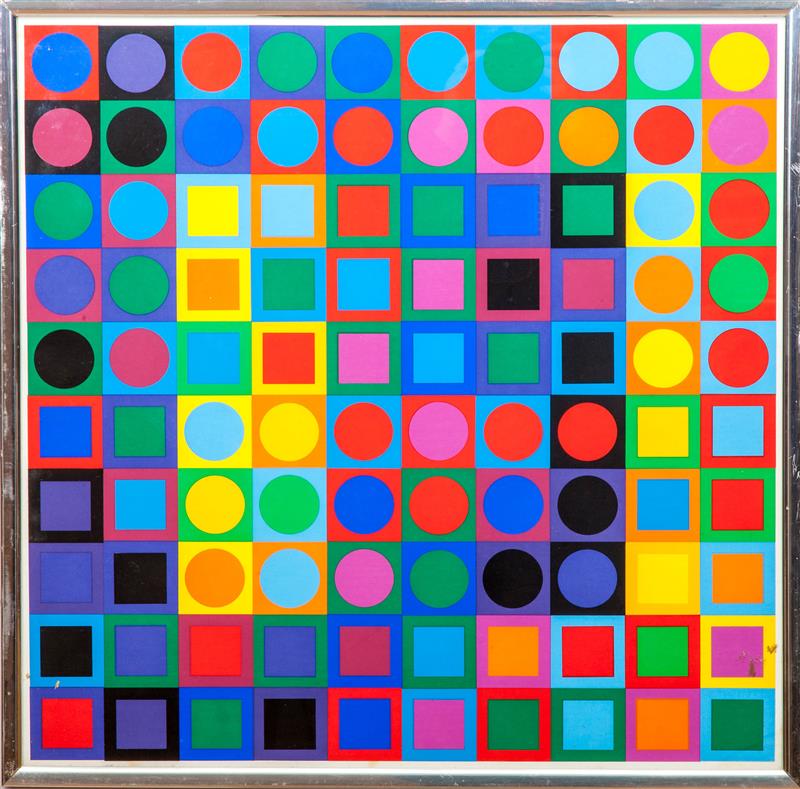 Appraisal: After Victor Vasarely - Planetarishe Folklore-Spielobjekt Screenprint in colors on