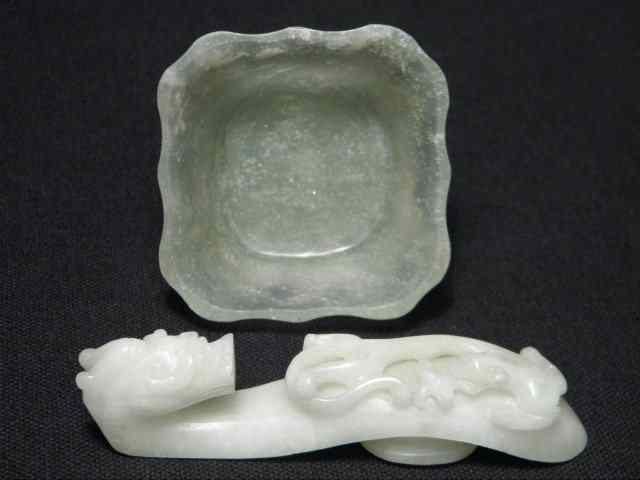 Appraisal: Group lot including a Chinese carved jade bowl and a