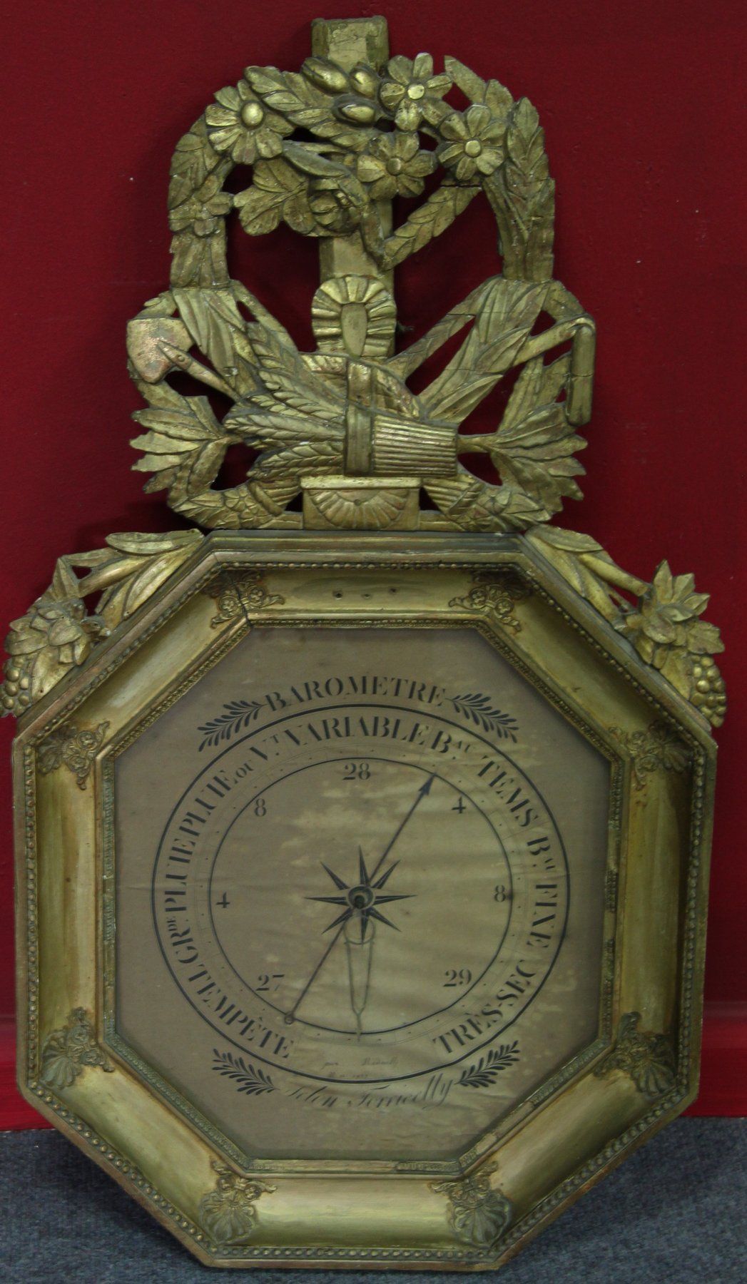 Appraisal: A th Century French barometer in an octagonal frame with