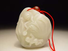 Appraisal: EROTIC CHINESE JADE TOGGLE Unusual amusing and well carved Chinese