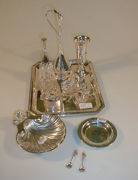 Appraisal: A Continental silver tray of rectangular canted shape with a