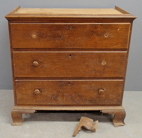 Appraisal: - Pennsylvania Chippendale walnut chest-on-chest base c with original ogee