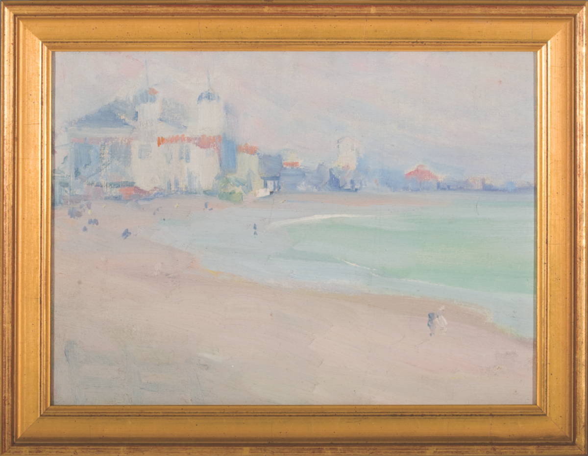 Appraisal: BEACH SCENE POSSIBLY THE COTE D'AZUR ATTRIBUTED TO BEATRICE WHITNEY