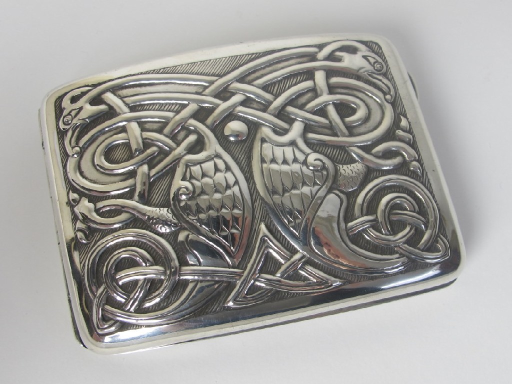 Appraisal: An silver cigarette case possibly designed by Alexander Ritchie with