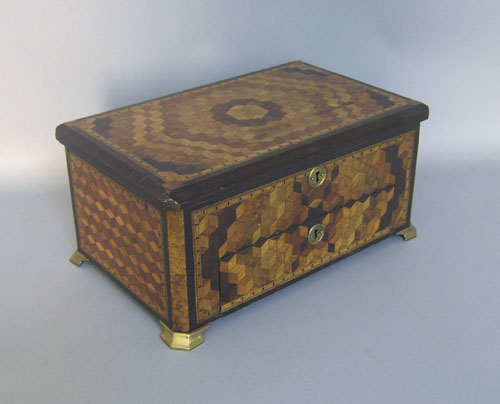 Appraisal: English parquetry dresser box th c h x w