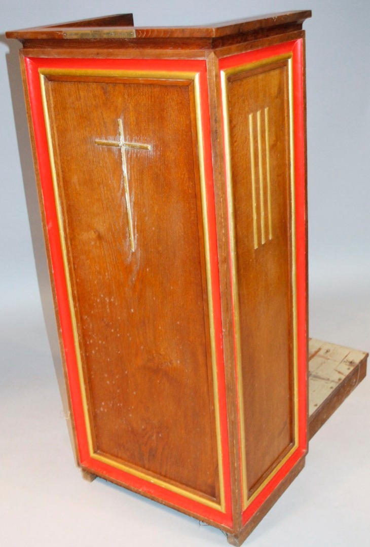 Appraisal: A thC oak single ecclesiastical lectern in memoriam of Frederic