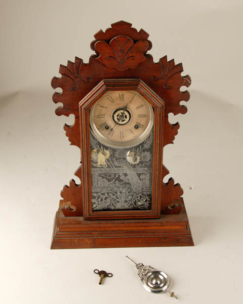 Appraisal: Ansonia Walnut Clock with Alarm H W D