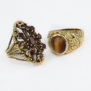 Appraisal: Vintage Karat Yellow Gold and Cat's Eye together with a