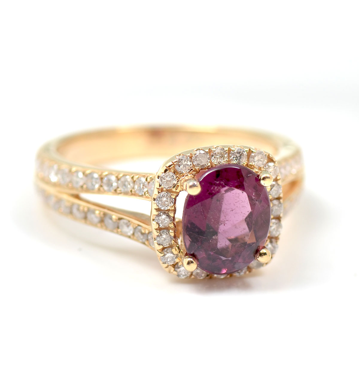 Appraisal: K RUBELITE TOURMALINE DIAMOND RING BY ORIANNE k yellow gold