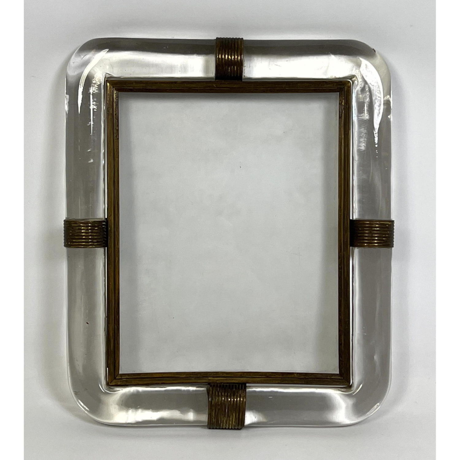 Appraisal: Italian SEGUSO Style Brass Bound Glass Picture Frame No back