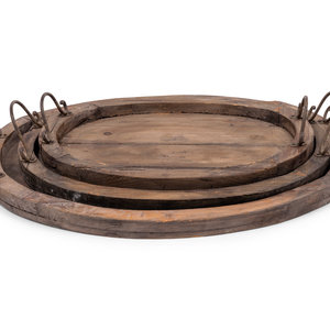 Appraisal: A Group of Rustic Style Nesting Trays Width x depth