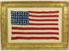 Appraisal: FRAMED FLAG - th C folk art hand knit forty-eight