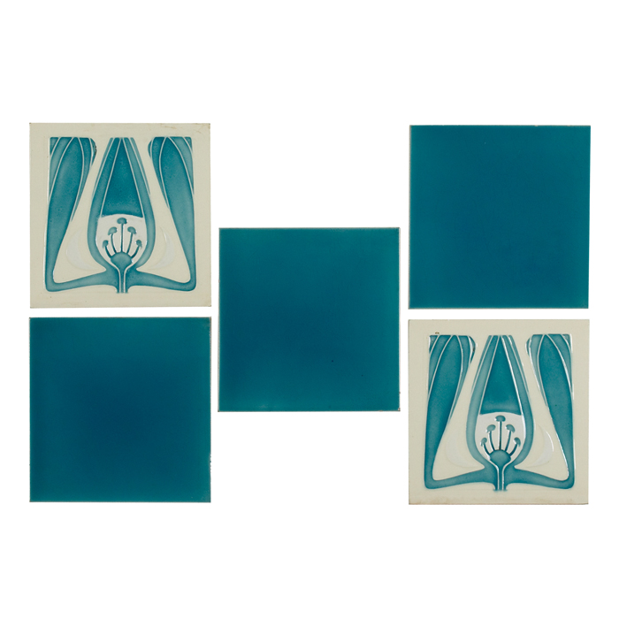 Appraisal: German tiles set of five two with blue and white