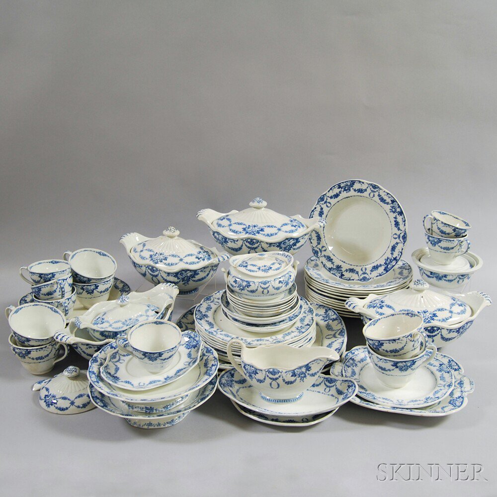 Appraisal: Large Group of Wedgwood Blue and White Grosvenor Ceramic Tableware