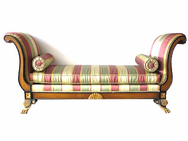 Appraisal: An Empire style parcel gilt and ebonized window bench height