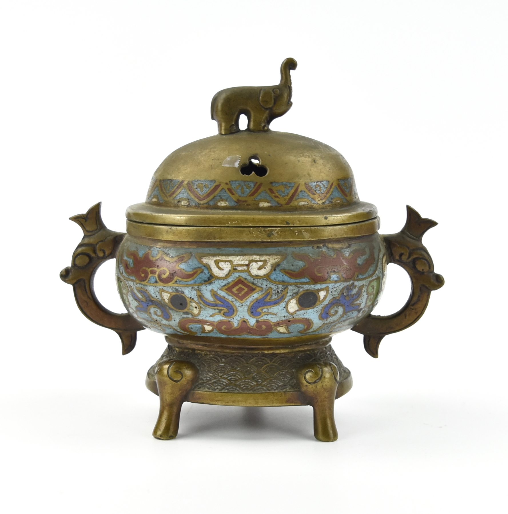 Appraisal: Chinese th C incense burner in a compressed form two