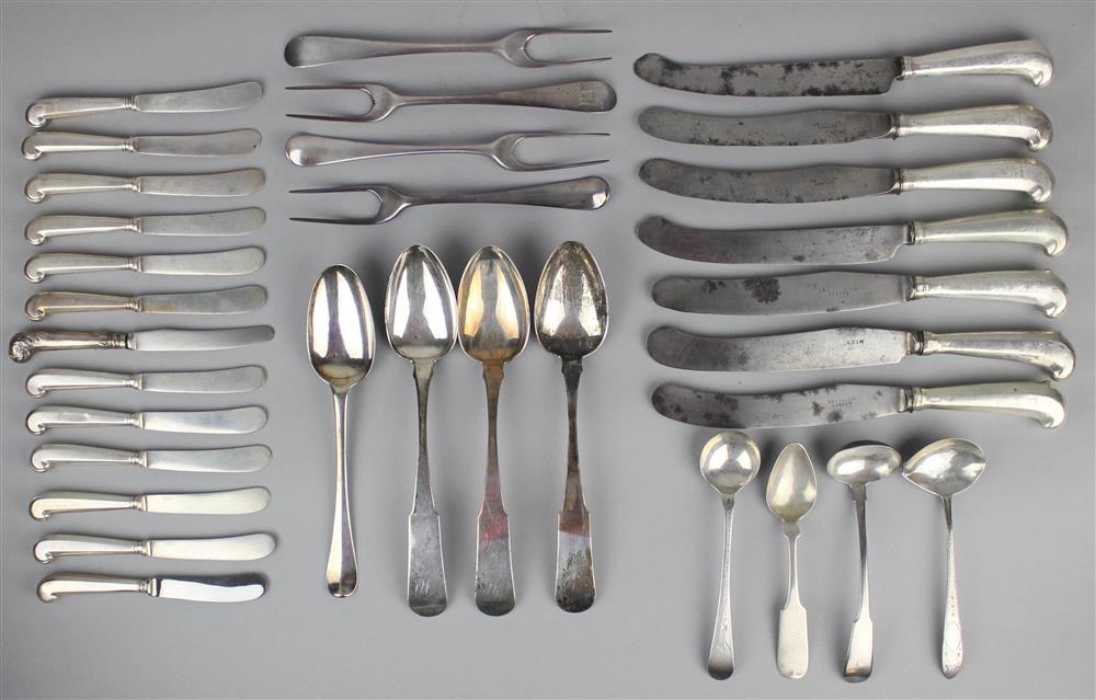 Appraisal: SELECTION OF THIRTY-ONE PIECES OF SILVER FLATWARE including crested two-tined