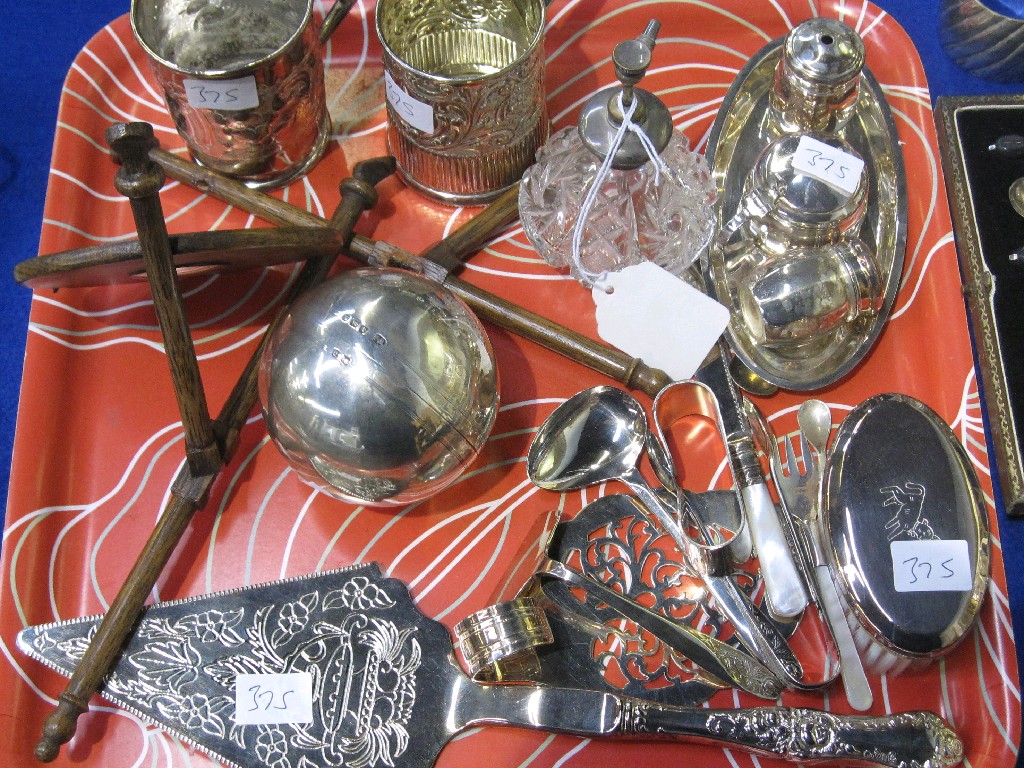 Appraisal: Tray lot of EP and silver - bowling trophy christening