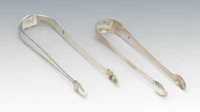 Appraisal: Two Pair George III Sterling Silver Sugar Tongs The first