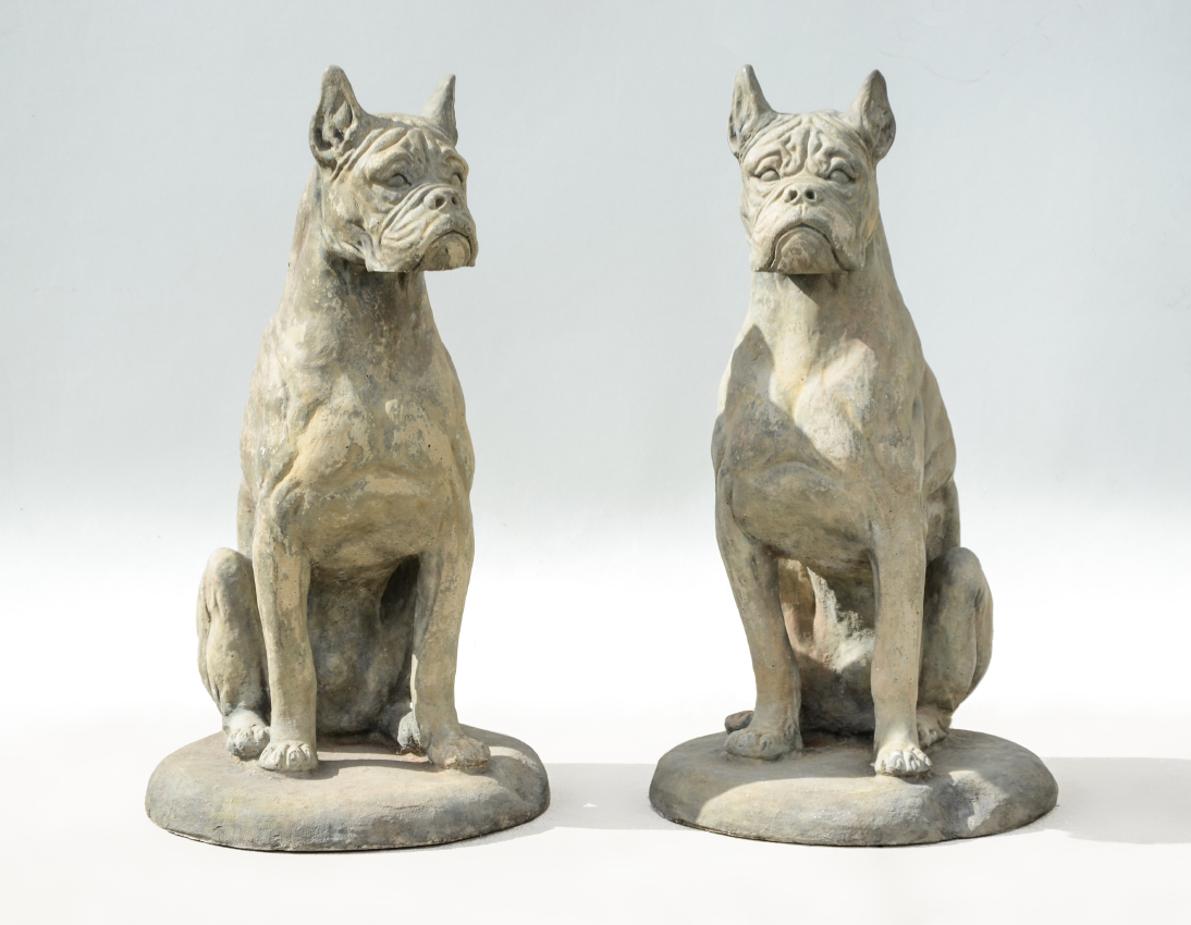 Appraisal: PAIR OF CAST CONCRETE BOXER DOGS Matched pair each approx