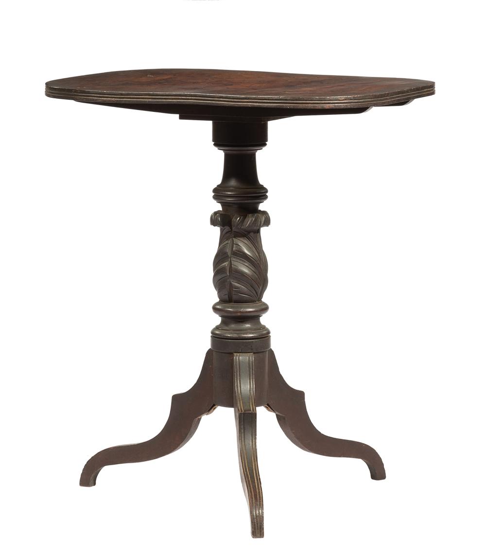 Appraisal: Federal Carved Mahogany Tilt-Top Candlestand early th c reeded top