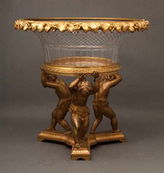 Appraisal: French Rococo style gilt-bronze and glass figural centerpiece th century