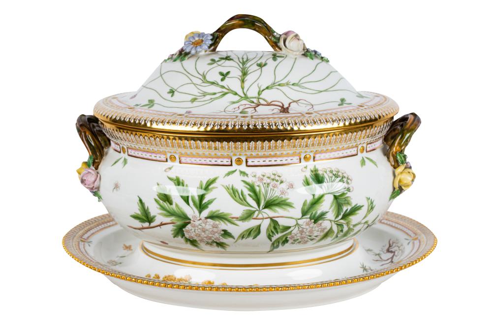 Appraisal: ROYAL COPENHAGEN 'FLORA DANICA' SOUP TUREEN WITH UNDERPLATEmodern with printed