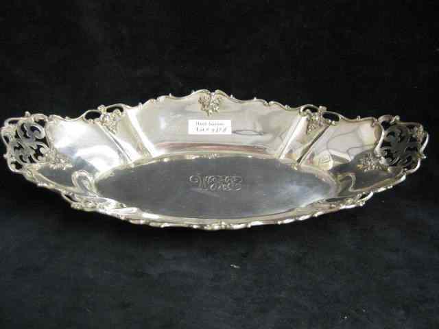 Appraisal: Gorham Sterling Silver Bread Tray floral openwork '' x ''