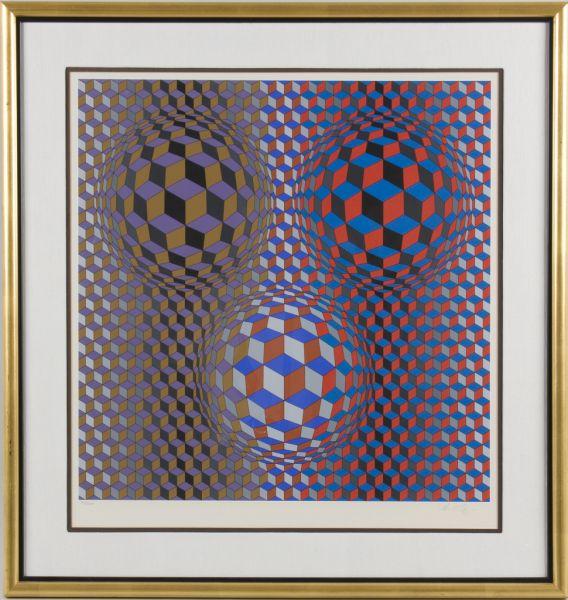 Appraisal: Victor Vasarely HU Fr - Composition color screenprint signed and