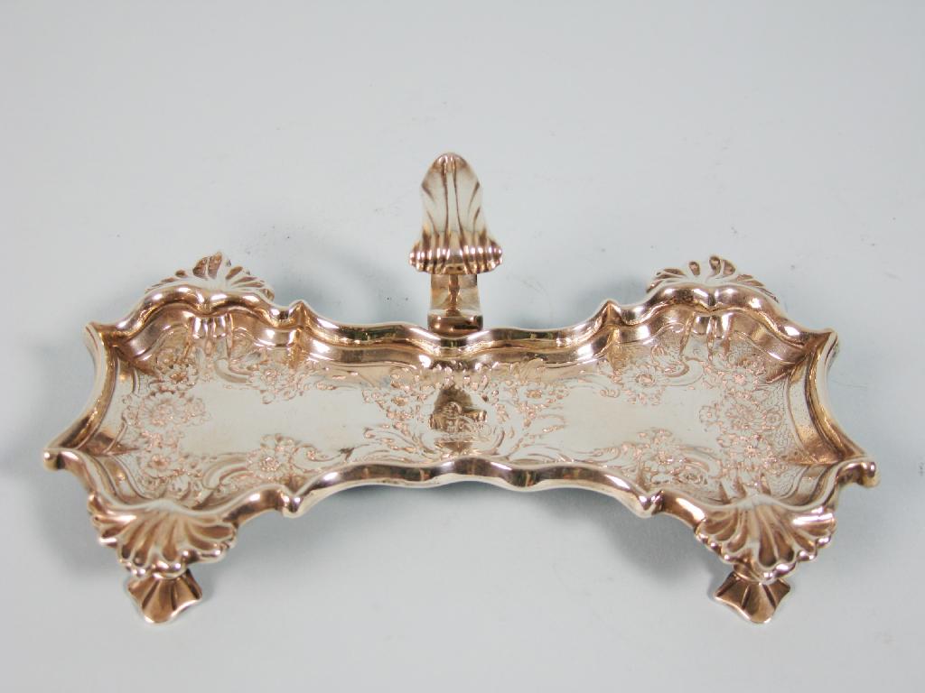 Appraisal: A George II Snuffer Tray of shaped rectangular form engraved