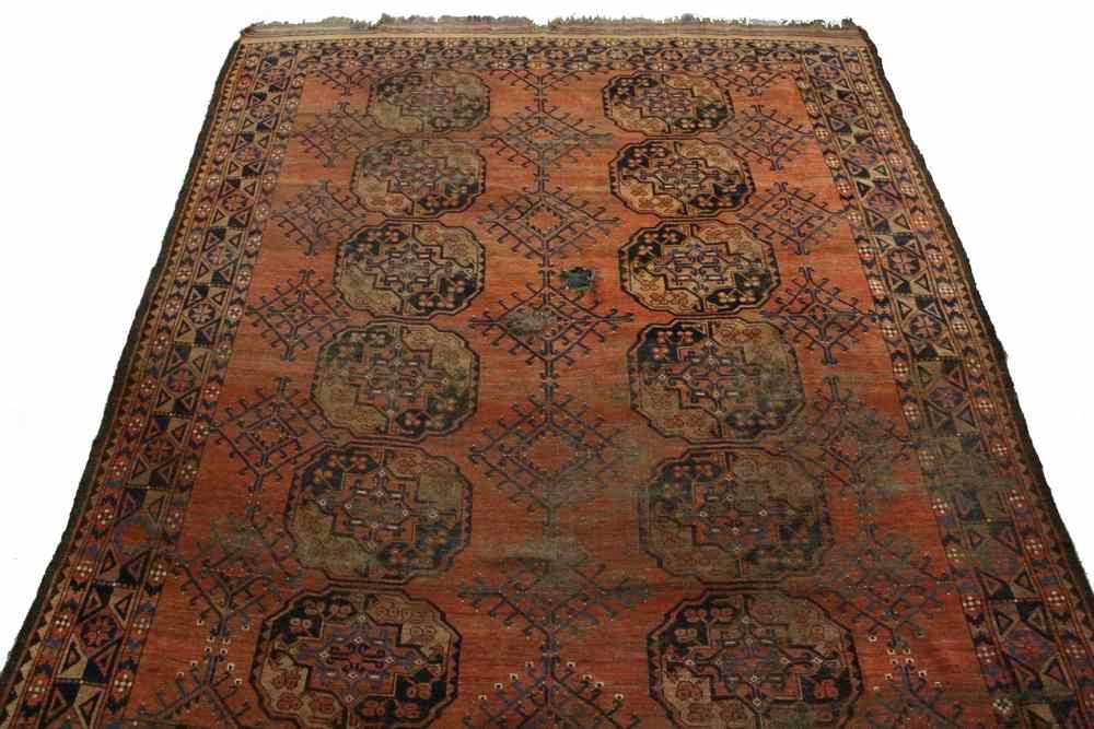 Appraisal: ANTIQUE CARPET - Antique Bokhara Afghanistan Rug in red orange