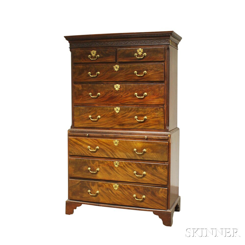 Appraisal: George III-style Mahogany Chest on Chest the top section with