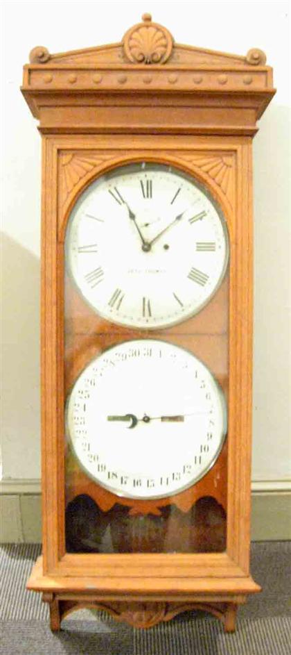 Appraisal: Regulator calendar oak wall clock seth thomas conn patented feb