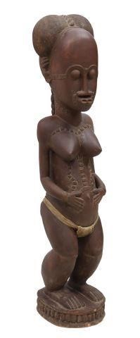 Appraisal: Large African carved wood Asie Usu female figure Baule Baoule