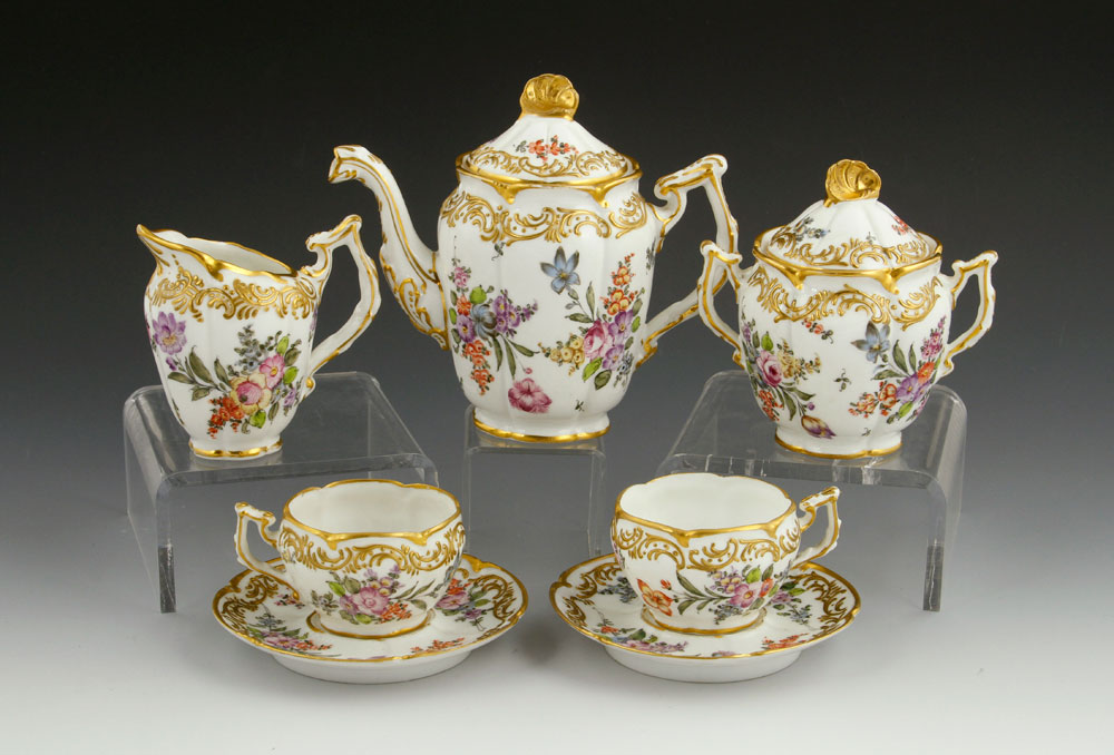 Appraisal: - Miniature German Piece Tea Set Miniature German seven-piece tea