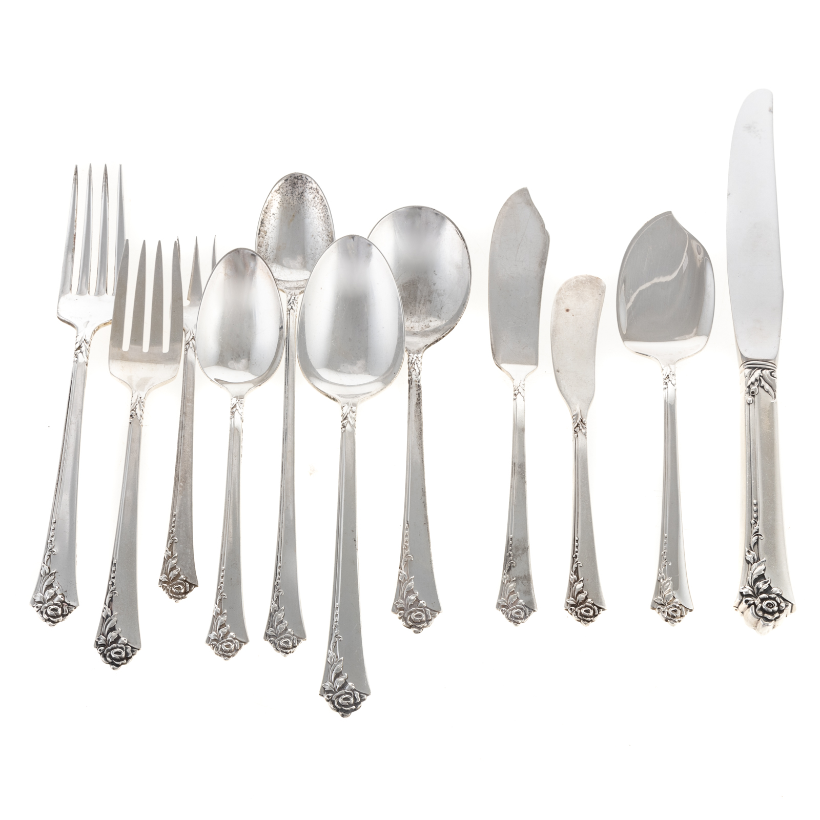 Appraisal: HEIRLOOM ONEIDA STERLING DAMASK ROSE FLATWARE Including eleven dinner knives