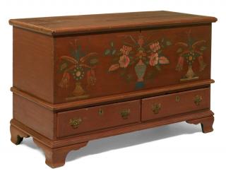 Appraisal: A LATE TH CENTURY PAINTED MULE CHEST A LATE TH