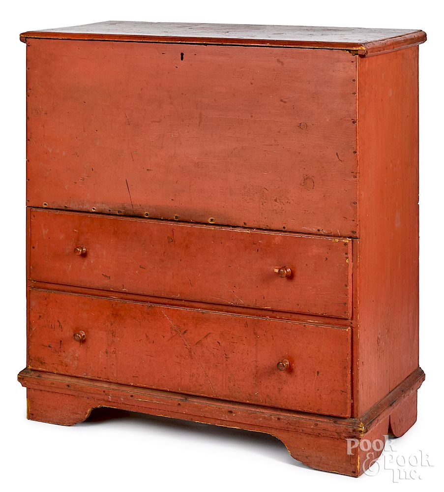 Appraisal: New England painted pine blanket chest ca New England painted