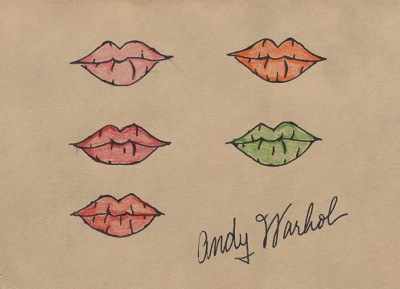 Appraisal: Andy Warhol American - Five Lips Colored pencil and ink