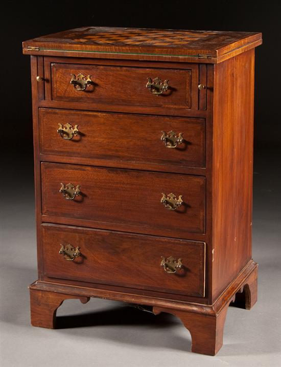 Appraisal: Cabinet-made George III style banded mahogany flip-top bachelor's chest th